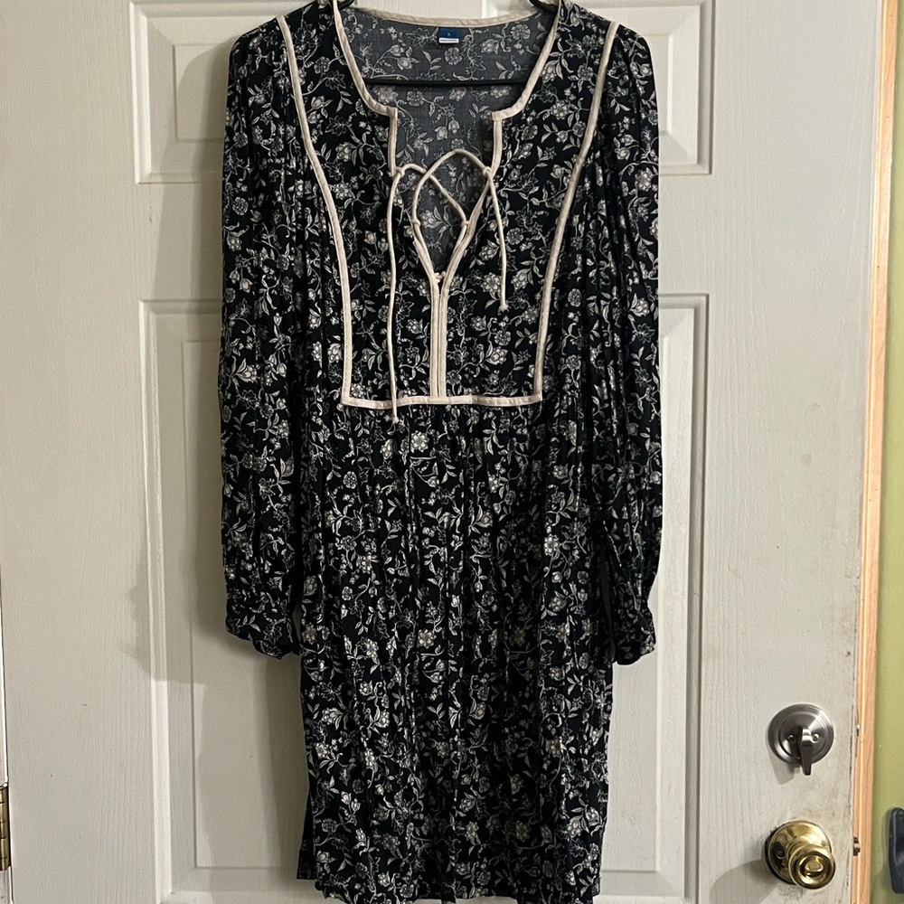 Floral Black and White Dress
